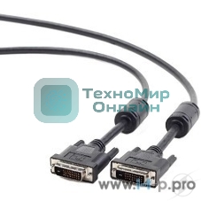 Кабель DVI-D dual link Gembird/Cablexpert, 25M/25M, 3.0м, черный, экран, феррит.кольца, пакет
