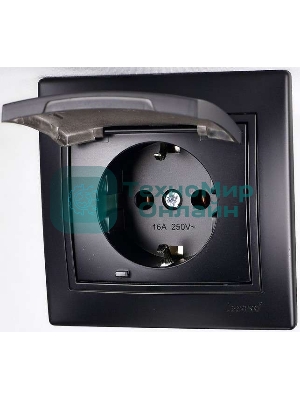 Выключатель 3-кл. 1п СП Мира 10А IP20 со вставкой черный бархат LEZARD 701-4242-109