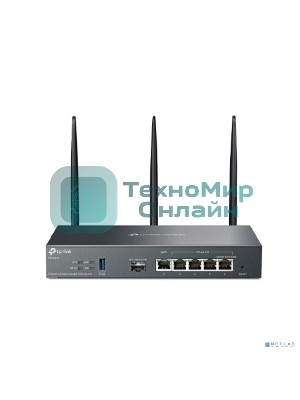 VPN-маршрутизатор TP-Link ER706W Omada с гигабитными портами и поддержкой Wi-Fi AX3000, 1 гиг. SFP WAN/LAN, 1 гиг. RJ45 WAN, 4 гиг. RJ45 WAN/LAN, USB 3.0, до 574 М/с на 2,4 ГГц + до 2402 М/с