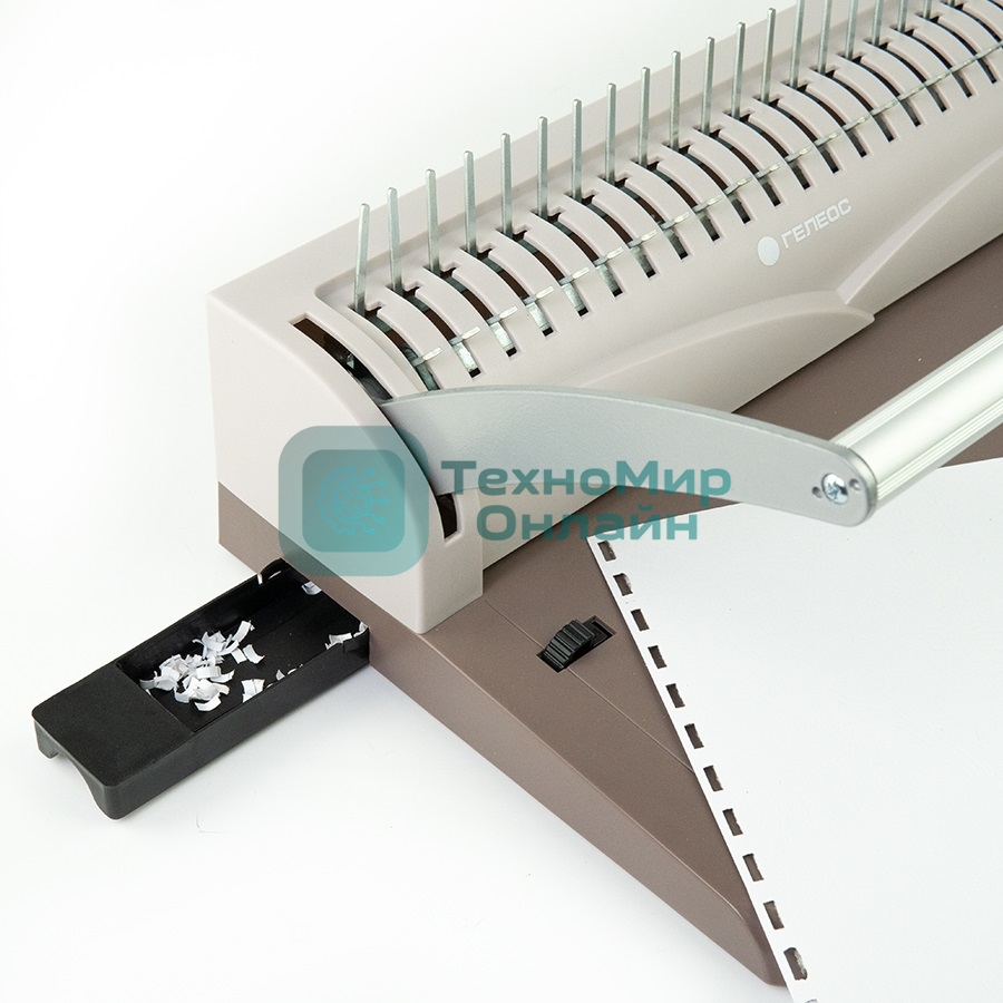 Переплетчик Heleos БП13пс коричневый (БП13ПСК) A4/перф.13л.сшив/макс.450л./пластик.пруж. (6-51мм)