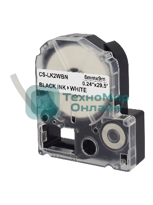 Картридж ленточный Cactus CS-LK2WBN черный, 6мм, 9м для Epson LW300/LW400/LW700/LW600P/LW1000P/K400/Z700/Z900