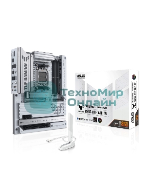 Материнская плата ASUS TUF GAMING B850-BTF WIFI W, AM5, AMD B850, 4xDDR5, 4xSATA, 3xM.2, 1xPCIe 5.0 x16, 1xPCIe 4.0 x16, 1xPCIe 3.0 x1, 1xDP, 1xHDMI, 1x2.5Gb LAN, Wi-Fi 7, Bluetooth 5.4, 1xUSB-C 20Gbps, 3xUSB-A 10Gbps, 4xUSB-A 5Gbps, 2xUSB-A 2.0, 5x3.5 мм, 7.1, ATX