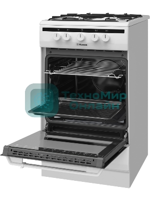 Плита газовая Hansa FCGW51001 белый, конфорок 4 шт, духовка 56 л, 50 см x 85 см x 60 см