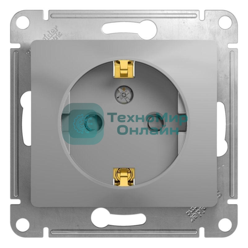 Механизм розетки 1-м СП Glossa 16А защ. шторки с заземл. алюм. SchE GSL000345