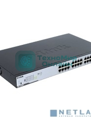 Коммутатор неуправляемый D-Link DGS-1026MP/A1A с 24 портами 10/100/1000Base-T, 2 комбо-портами 100/1000Base-T/SFP и функцией энергосбережения (24 порта с поддержкой PoE 802.3af/at (30 Вт))