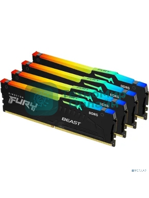Оперативная память Kingston Fury Beast, DDR5, 64Gb (4x16GB), 5200MHz, CL40, DIMM, с радиаторами, RGB, черный