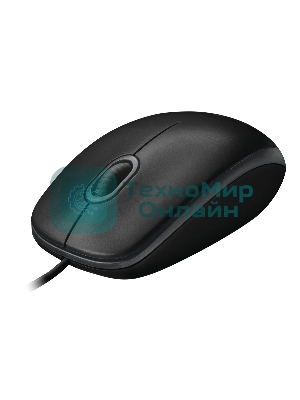 Мышь проводная Logitech B100 черный, 1000 dpi, USB, кнопки - 3