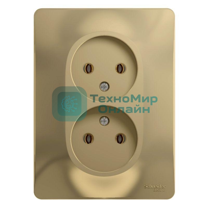 Розетка двойная без заземления,16А, в сборе, ТИТАН