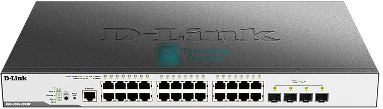 Коммутатор D-Link Switch DGS-3000-28XMP/B1A Управляемый коммутатор 2 уровня с 24 портами 10/100/1000Base-T и 4 портами 10Gbase-X SFP+ (24 порта с подд