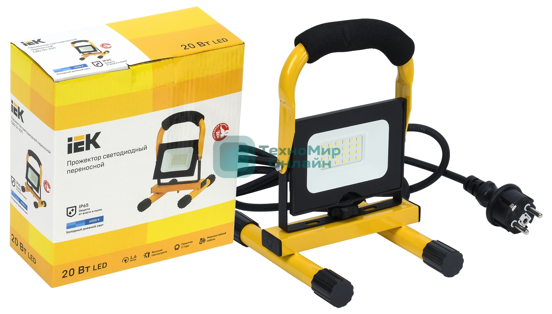 Прожектор светодиодный IEK LPDO603-020-65-K02 СДО 06-20П переносной 6500К IP65 черный