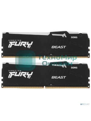 Оперативная память Kingston Fury Beast, DDR5, 16GB (2x8GB), 6000MHz, CL30, DIMM, с радиаторами, RGB, черный