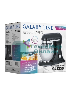Миксер Galaxy Line GL 2230, черный, планетарный, 700 Вт, 12 скоростей
