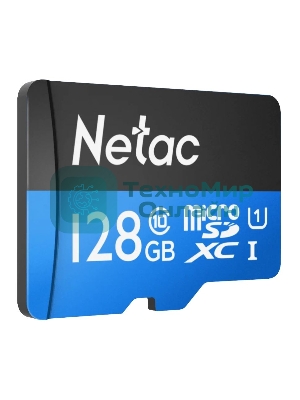 Флеш карта MicroSDXC 128Gb Netac Class 10 UHS-I U1 P500 Standart + адаптер NT02P500STN-128G-R