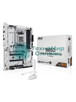 Материнская плата ASUS B850 MAX GAMING WIFI W, AM5, AMD B850, 4xDDR5, 4xSATA, 3xM.2, 1xPCIe 5.0 x16, 1xPCIe 4.0 x4, 2xPCIe 3.0 x1, 1xDisplayPort, 1xHDMI, 1x2.5Gb LAN, Wi-Fi 6E, Bluetooth 5.3, 1xUSB-C 10Gbps, 3xUSB-A 10Gbps, 2xUSB-A 5Gbps, 2xUSB-A 2.0, 3x3.5 мм, 7.1, ATX