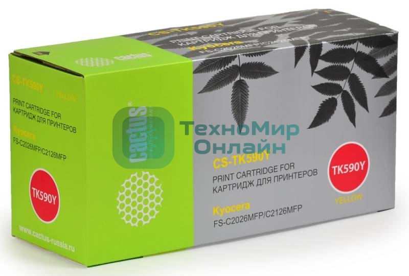 Картридж лазерный Cactus CS-TK590Y желтый (5000 стр.) для Kyocera FS-C2026MFP/C2126MFP/C2526MFP/C2626MFP/C5250DN