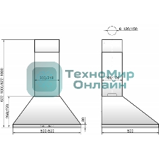 Вытяжка каминная Elikor Вента 60Н-650-К3Д серебристый, 59 см, 650 куб. м/ч, 56 дБ