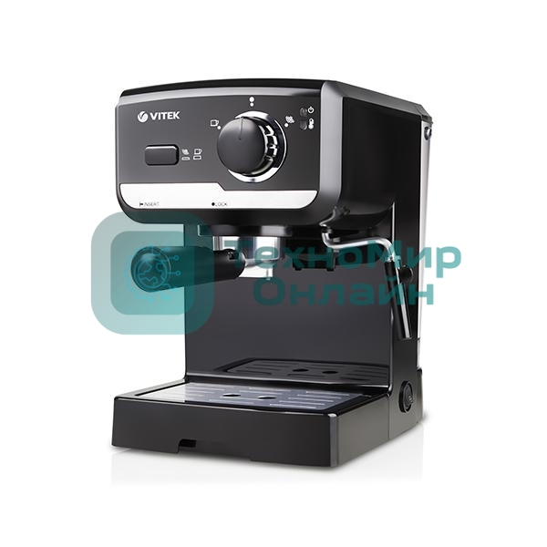 Кофеварка рожковая Vitek VT-1502 черный, исп. кофе - молотый, 1.5 л, 1050 Вт, 15 Бар.