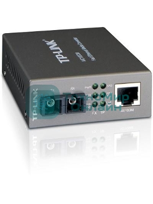 Медиаконвертер TP-Link SMB MC100CM 10/100Mbps RJ45 to 100Mbps multi-mode SC fiber Converter, Full-duplex,up to 2Km, switching power adapter, chassis mountable