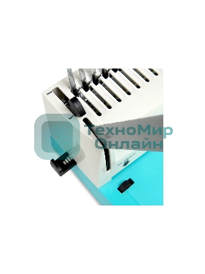 Переплетчик ГЕЛЕОС БП-16 бирюзово-белый на пластиковую пружину, А4, ручная перфорация 16 листов, переплет макс до 500 л., глубина перфорации 2-3-4-5 мм