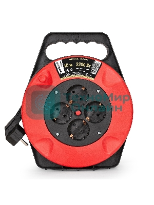 Удлинитель на катушке ExeGate EX286336RUS Master ECS-1-1B (4 евророзетки с заземлением, 10 м, защита от детей, защита от перегрузки, 3х1,0 мм2, 10А/2.2 кВт)