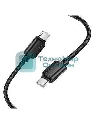 Кабель USB2.0 Hoco Type-C/Type-C, 3А, 60Вт, нейлоновая оплетка, X113, 1м, черный, коробка