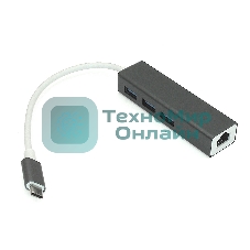 Адаптер Type-C на USB 3.0*3 + RJ45, серый