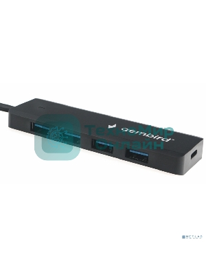 Концентратор USB 3.0 Gembird UHB-C414, 4 порта, кабель 19см, с доп питанием (Type-C)
