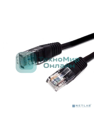Кабель патч-корд, Filum FL-U5-2M-BK U/UTP 5e cat. 2м, 26AWG(7x0.16 мм), омедненный алюминий (CCA), PVC, чёрный