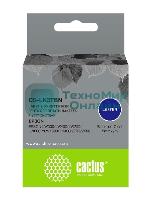 Картридж ленточный Cactus CS-LK3TbN черный шрифт, прозрачный фон (9 мм, 9 м) для Epson LW300/LW400/LW700/LW600P/LW1000P/K400/Z700/Z900