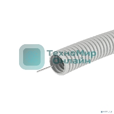 Труба гофрированная ПВХ d25 мм тяжелая с протяж. сер. (уп. 50 м) ДКС 91525