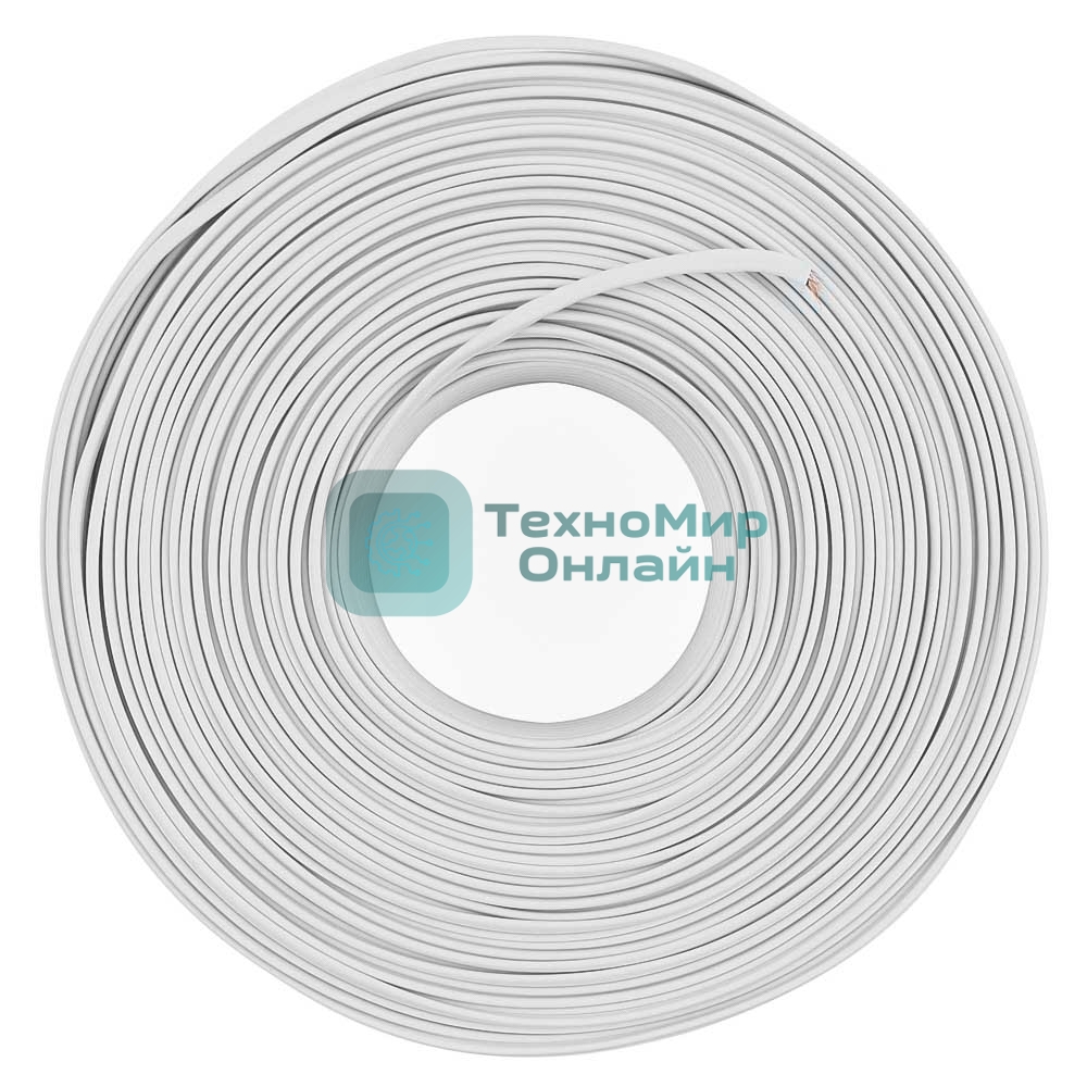 Кабель телефонный TC1000S-100m 4 жилы (4х6x0.1мм) плоский многожильный 100 м, белый