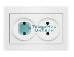 Розетка 2-м СП Бриллиант 16А IP20 защ. шторки без заземл. бел. Universal 7947526