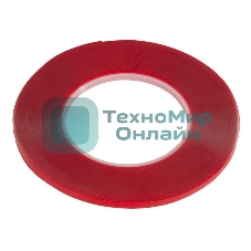 Скотч двусторонний прозрачный 3M 865377 с красной защитной лентой толщина 1мм, ширина 5мм длина 10м
