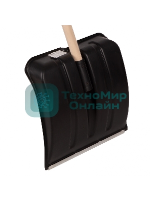 Лопата для уборки снега пластиковая, 380х385х1420 мм, деревянный черенок Россия