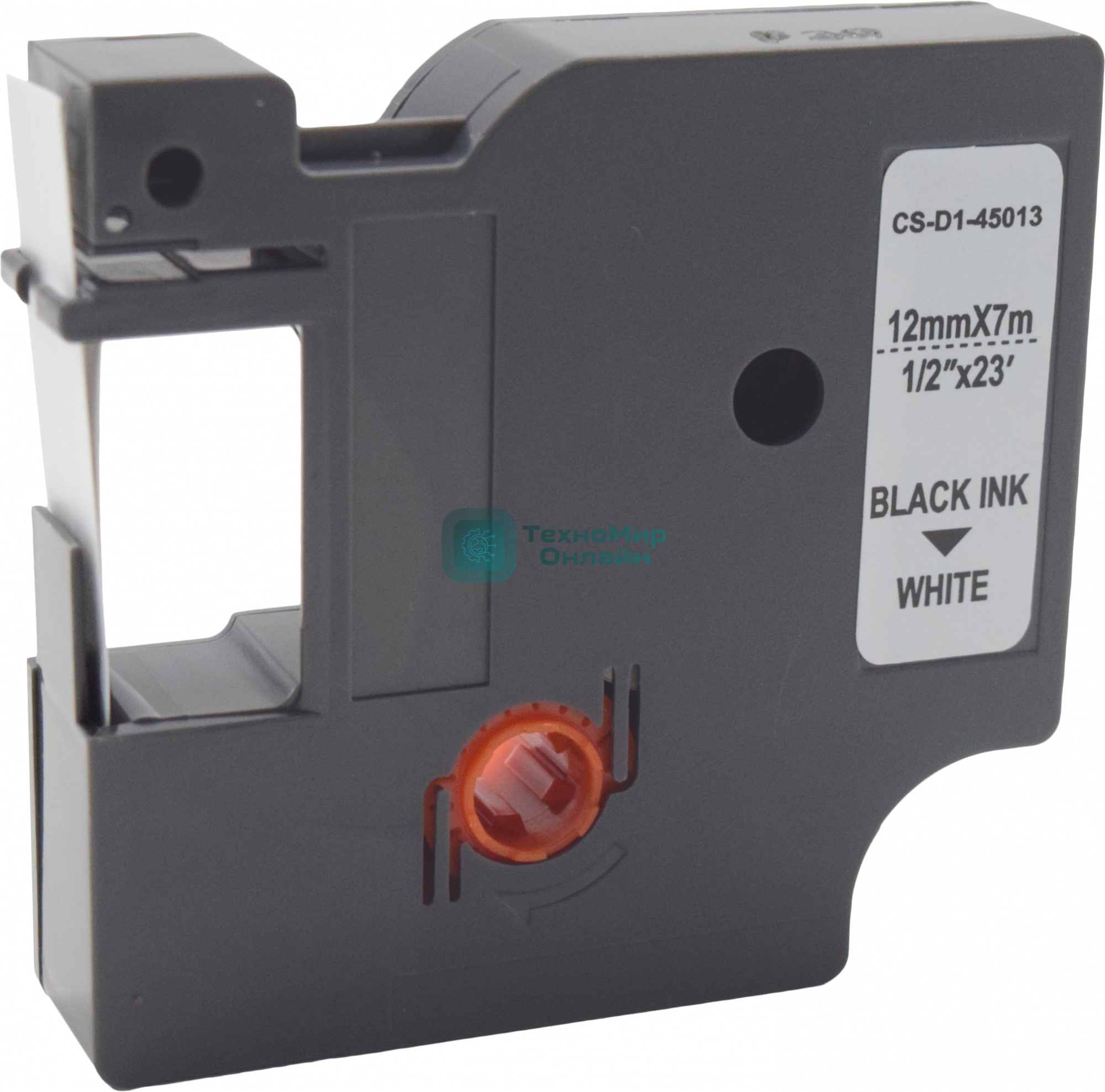 Картридж ленточный Cactus CS-D1-45013 12мм, черный шрифт, белый фон, 7м для DYMO LM 160, 210D, 280, PnP, 420P, 500 TS; Rhino Pro 6000, 5200, 4200