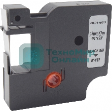Картридж ленточный Cactus CS-D1-45013 12мм, черный шрифт, белый фон, 7м для DYMO LM 160, 210D, 280, PnP, 420P, 500 TS; Rhino Pro 6000, 5200, 4200