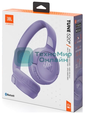 Беспроводные наушники JBL Tune 520BT фиолетовый, накладные, Bluetooth, быстрая зарядка, складная конструкция