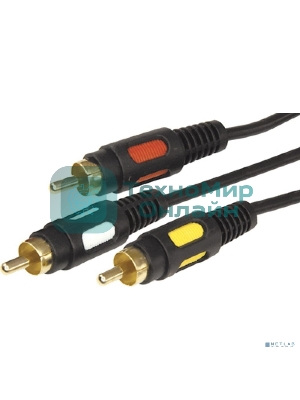 Шнур Rexant 3 RCA - 3 RCA, длина 5 м етров, черный (GOLD)