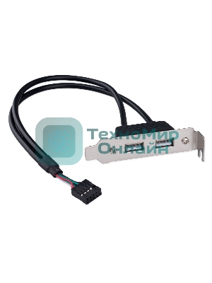 Планка USB 2.0 на заднюю панель низкопрофильная Cablexpert CCUSBRECEPTACLE-LP, 2 порта USB