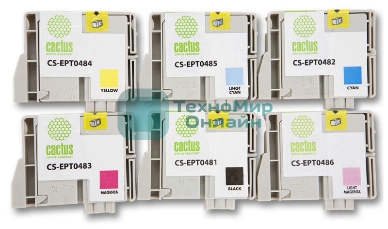 Картридж струйный Cactus CS-EPT0487 многоцветный (88 мл) для Epson Stylus Photo R200/R220/R300/R320/R340/RX500/RX600/RX620/RX640