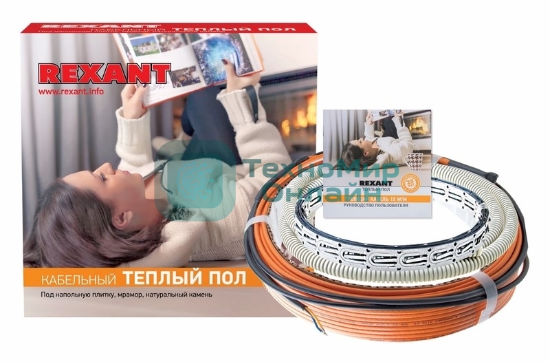 Теплый пол Rexant Standard RND -40-600 (600Вт/40м/S обогрева, м2: 3,7-5,0) (двух жильный)