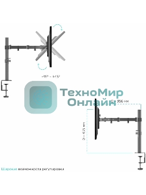 Кронштейн ONKRON D221E для двух мониторов 13