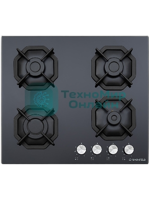 Газовая варочная панель Maunfeld EGHG.64.2CB/G, 4 конфорки, закаленное стекло, черный