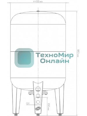 Гидроаккумулятор вертикальный ВП 100 к, комбинированный фланец
