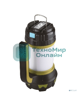 Фонарь акк. Camelion LED5124 черн/зел, USB2.0, Micro USB, Powerbank, 5Вт, 4,4 А-ч, пластик, кор.)