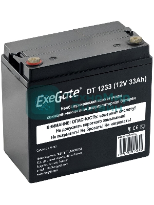 Аккумуляторная батарея ExeGate DT 1233 (12V 33Ah, под болт М6)