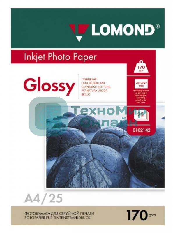 Фотобумага Lomond односторонная глянцевая 170 г/м2 A4/25л.