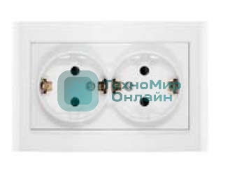 Розетка 2-м СП Бриллиант защ. шторки с заземл. бел. UNIVersal 7947540