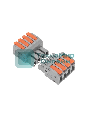 Клемма Rexant СМК 222-424R проходная разъемная 4 полюса серый 0,2-2,5/4 мм² (20 шт/уп)