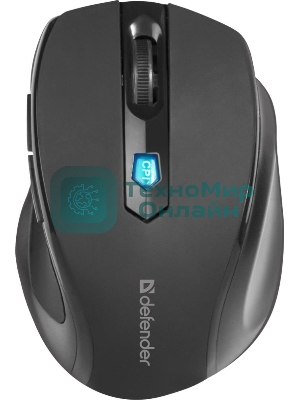 Мышь беспроводная Defender Ultra MM-315 черный, 1600 dpi, радиоканал, USB, кнопки - 6